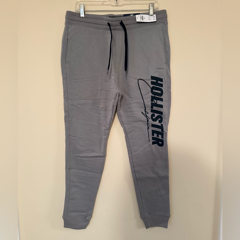 Hollister Gray Jogger Sweatpants with Drawstring Waistband